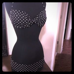 Black and white polka dot swimsuit